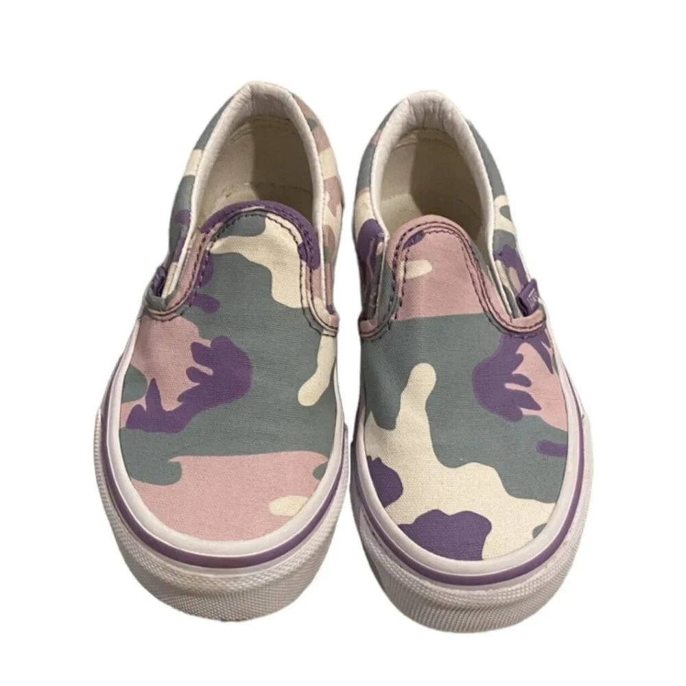Vans Sz 10.5 Pink & Purple Camouflage Slip-On Sneakers